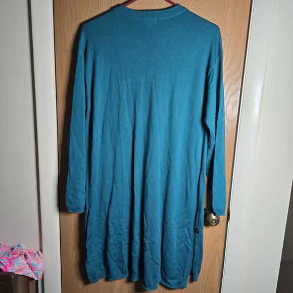 J Jill Sweater Womens Medium Cardigan Blue Pockets - Picture 4 of 6